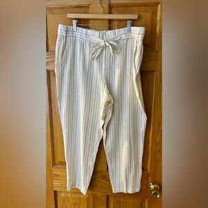 Land n Sea brand Striped Linen-Blend Pants in Cream with subtle stripes